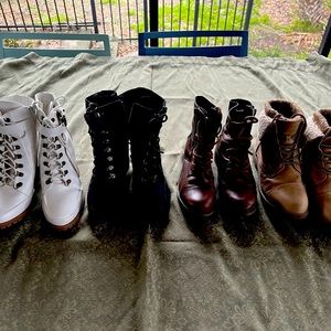 white&black size 7  worn for photo shoot brown/sock edging 7.5 tan boots size 6